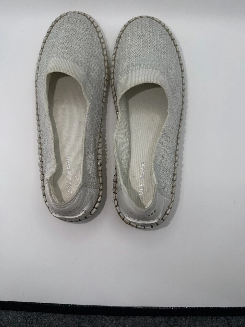 Cole Haan Light Gray Knit Espadrille Slip-On